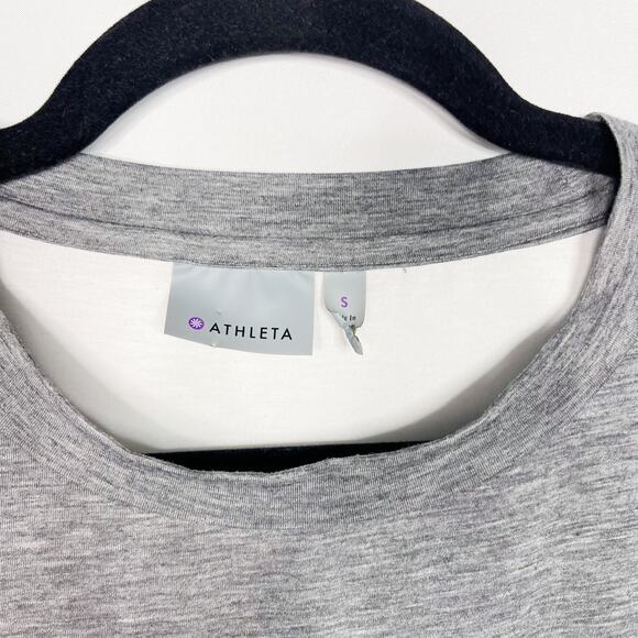 Athleta Small S Heather Gray White Colorblock Racerback Tank Top Crew Neck - Picture 7 of 7